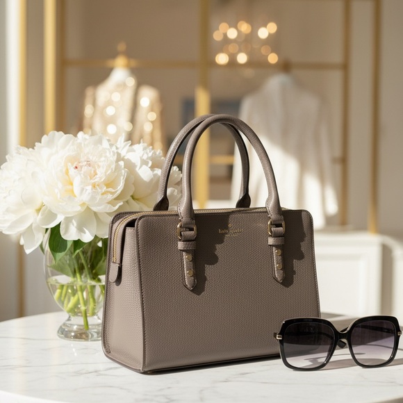 ♠️ KATE SPADE Gray NY Lise Mulberry St Pebbled Leather Handbag Shoulder Bag - Picture 1 of 13